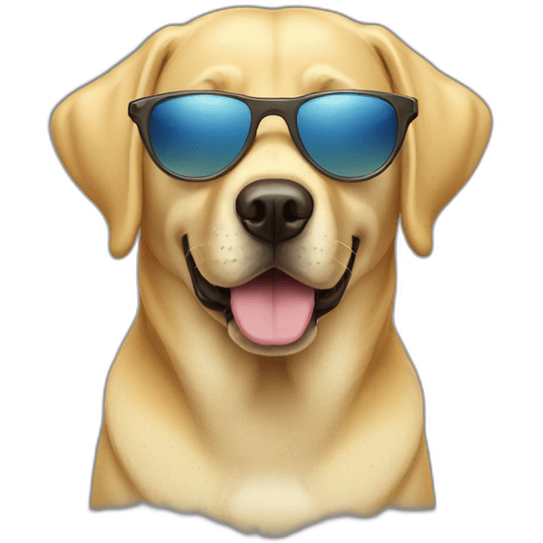 Yellow lab dog face wearing sunglasses emoji