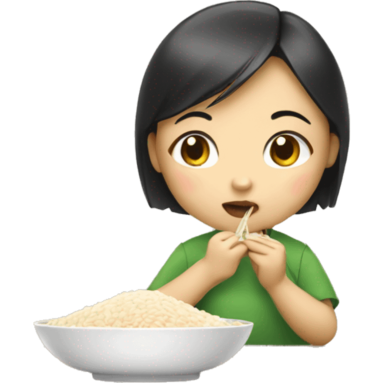 Chineese girl eating rice  emoji