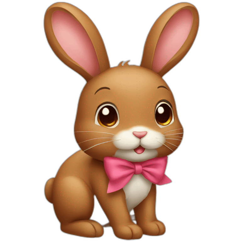 brown rabbit with a cute bow emoji