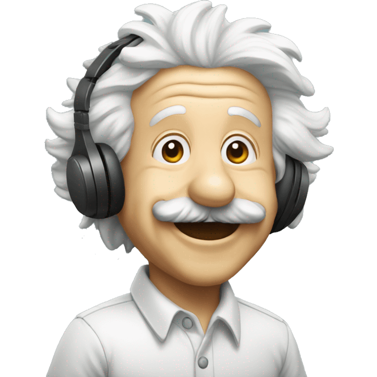 albert einstein happy, headphones, running emoji