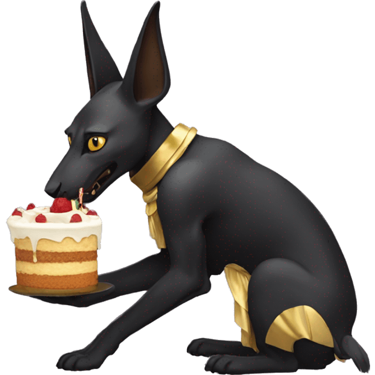 Anubis eating cake emoji