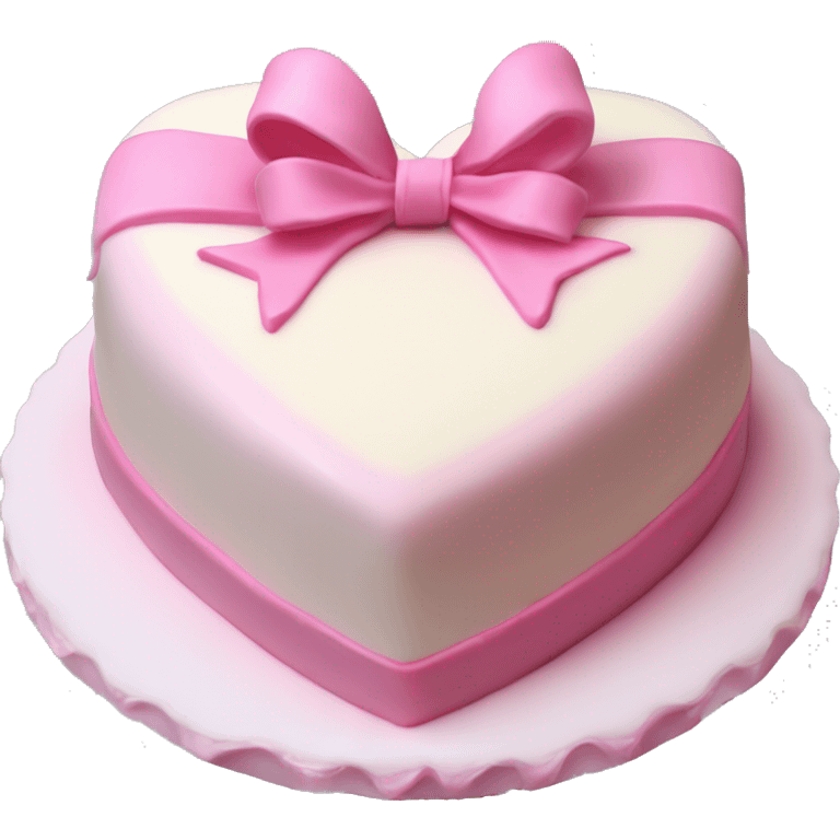 Heart shaped birthday cake with a huge pink bow and white vintage frosting  emoji