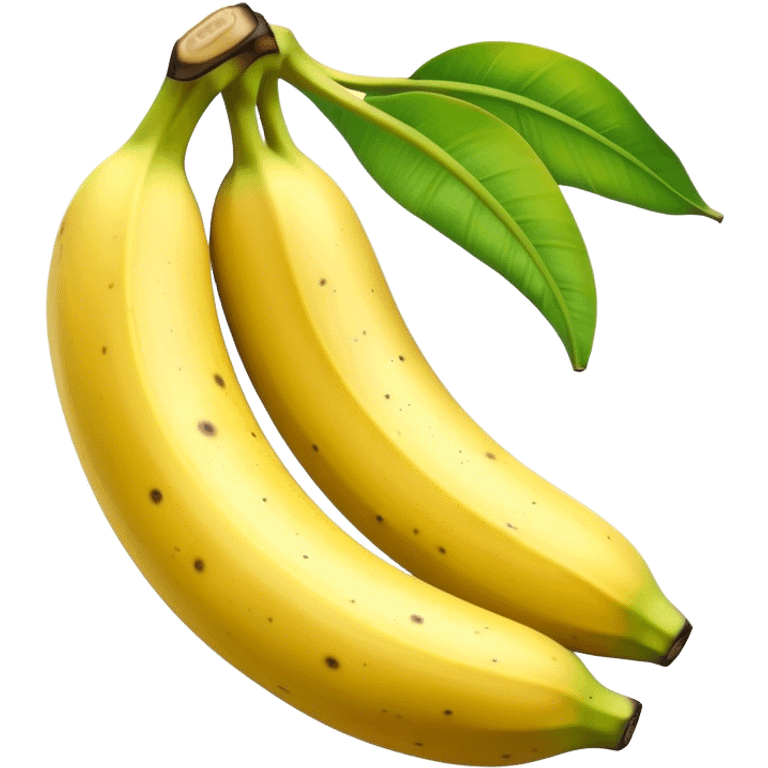 Cinematic Realistic Banana Emoji, Bright and cheerful, with a smooth, yellow peel slightly speckled with spots, revealing a soft, sweet interior. The banana is curved elegantly, standing out against the soft green leaves. Soft glowing outline, capturing the essence of tropical sweetness and energy in a ripe banana. emoji