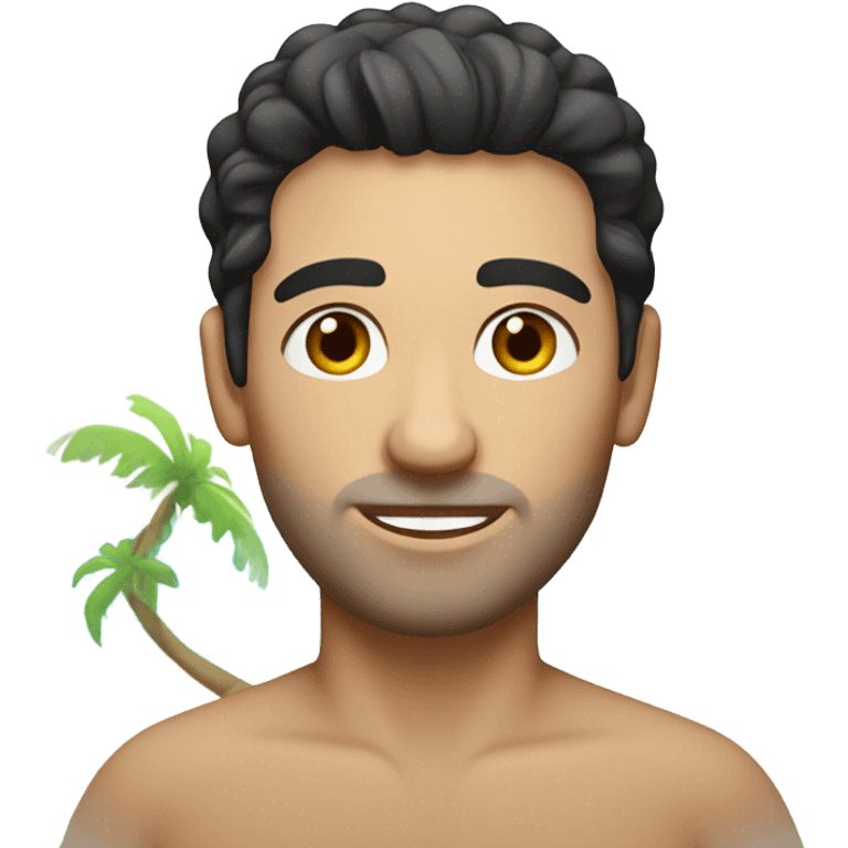 Man on a island - white guy with dark hair emoji