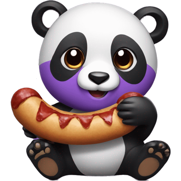 Purple panda holding a sausage  emoji