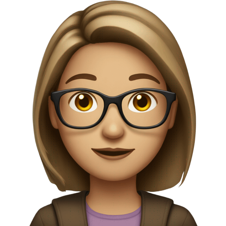 Light brunette hair girl with highlights and brown glasses carrying books  emoji