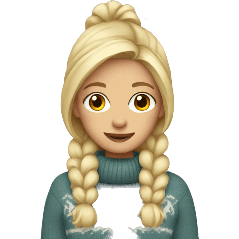 blonde girl in cozy sweater emoji