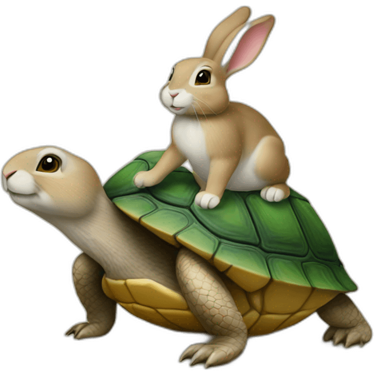 Lapin sur tortue emoji