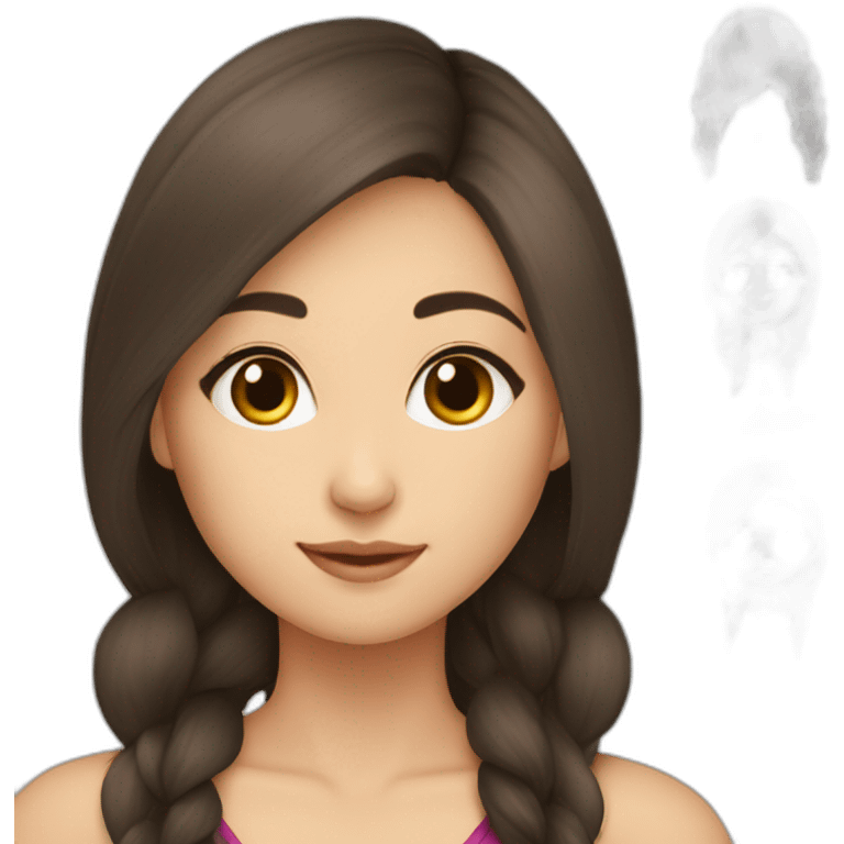 brunette Kazakh girl with beautiful emoji