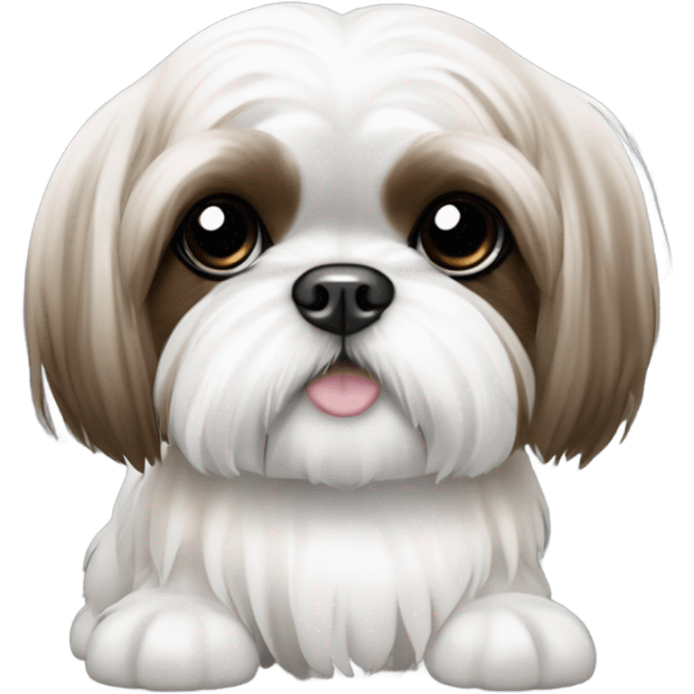 Shih tzu blanco con café y rejas blancas con degradado a negro  emoji