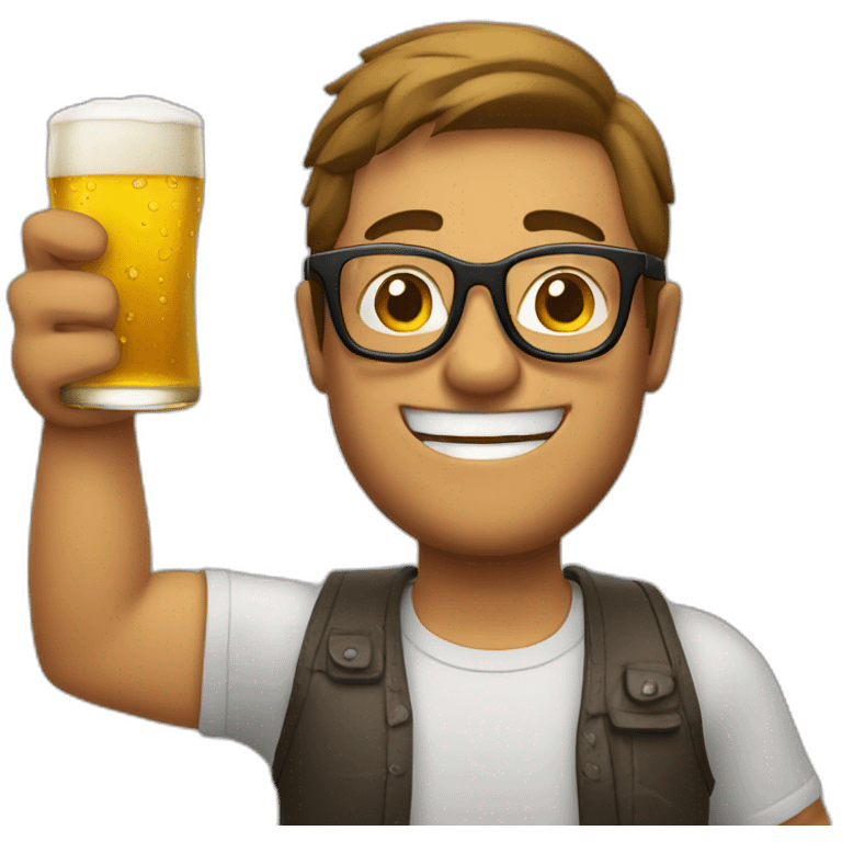 Man With Glases and a Beer in the Hand makes cheers emoji