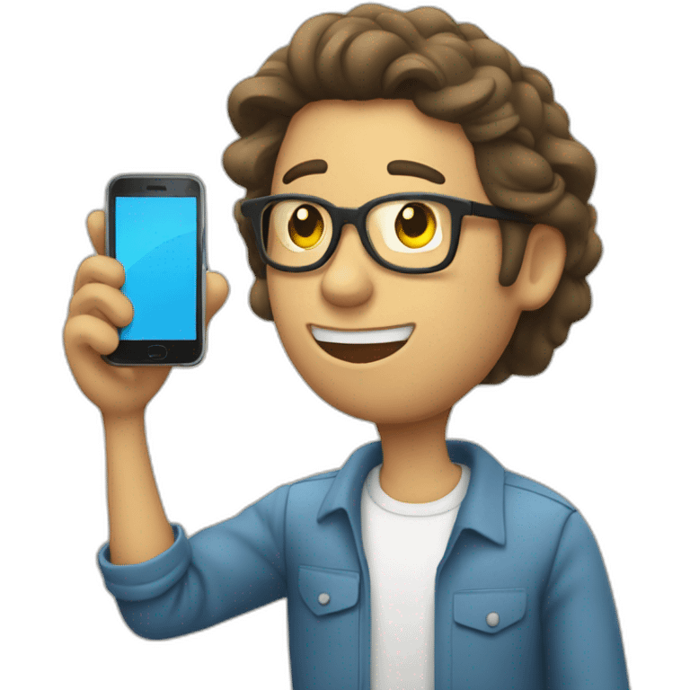 Un chico grabando con su celular  emoji