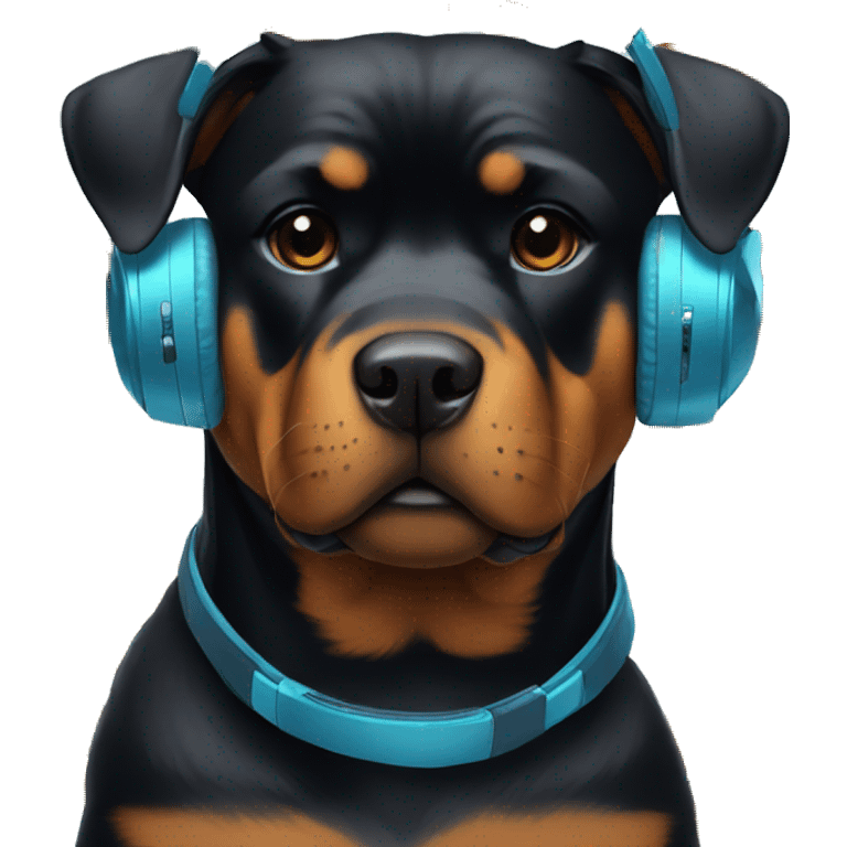 Rottweiler with a headphone emoji