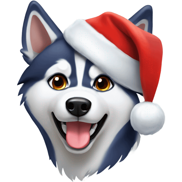 Husky with Santa hat emoji