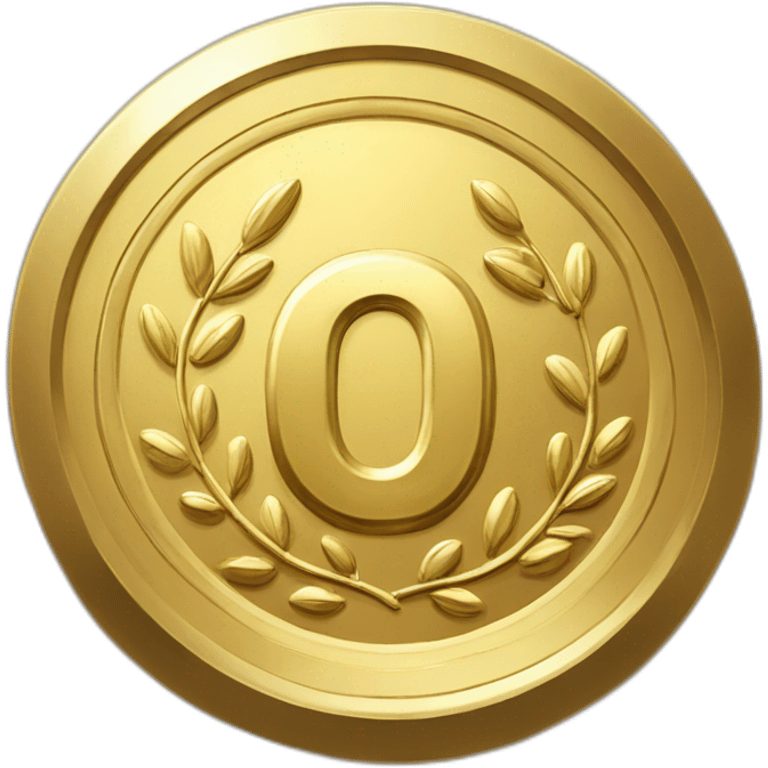 gold super curved coin with large "0" label in center and laurel emoji