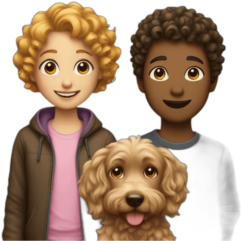 boy with girl with curly dog emoji