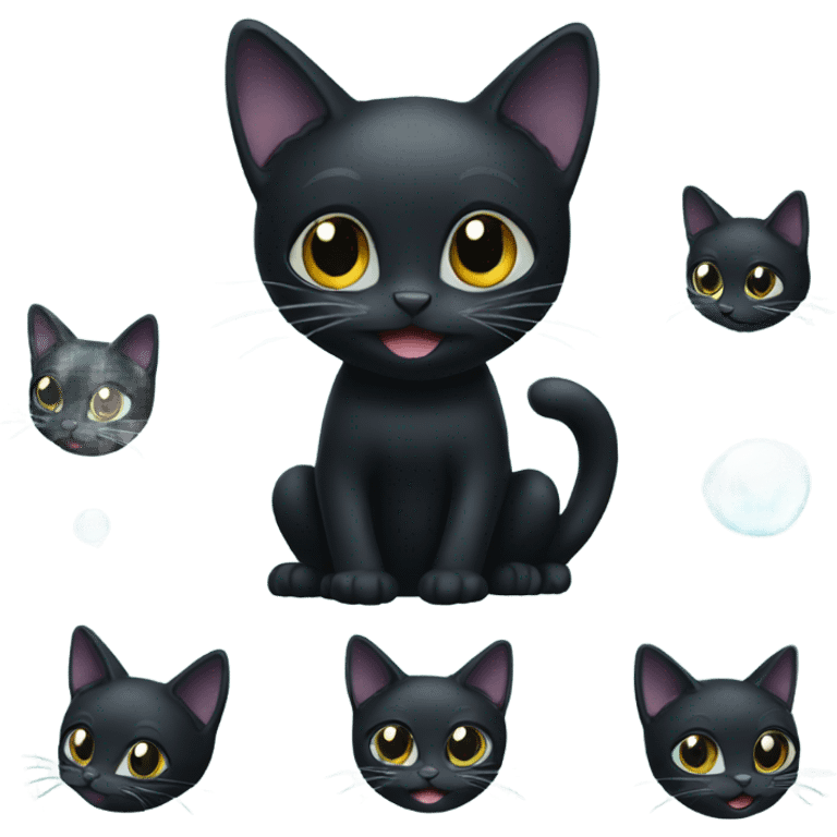 Black cat in sea emoji