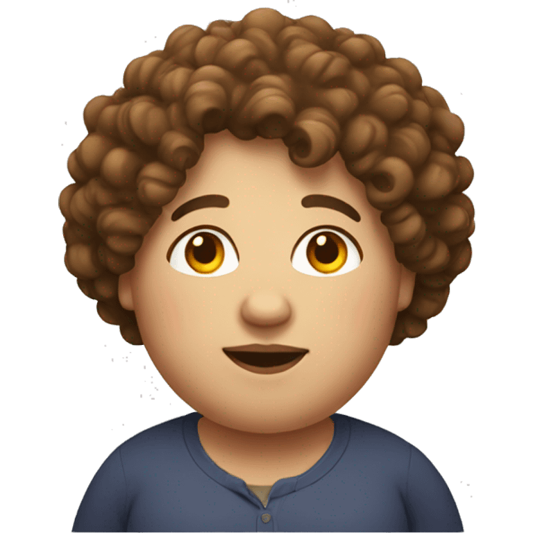 fat person with curly brown hair emoji