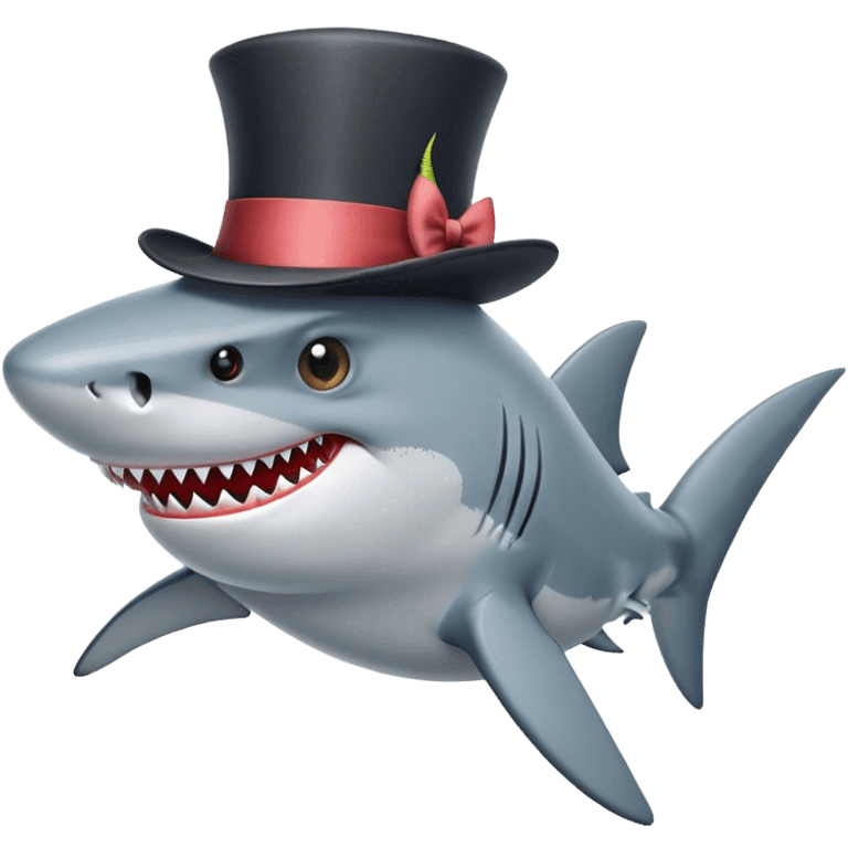 Shark with a top hat emoji