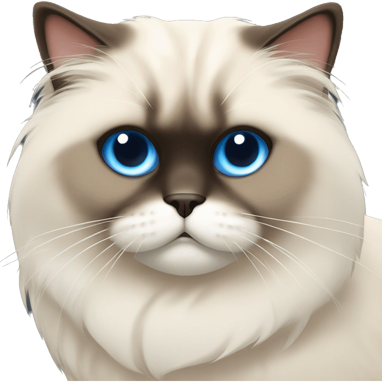 himalayan cat with brown ears brown nose laying down with big blue eyes emoji