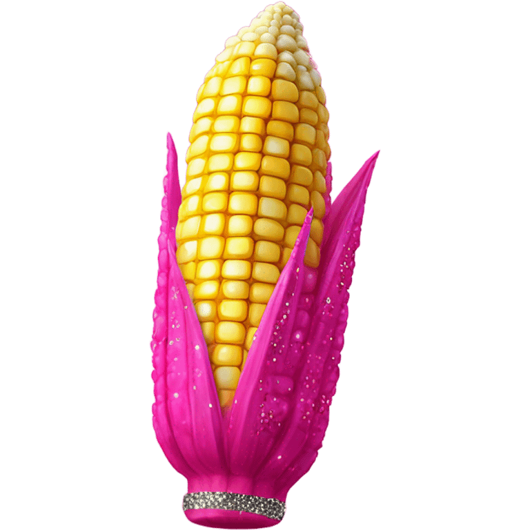 HOT PINK CORN on the cobb with GLITTER emoji