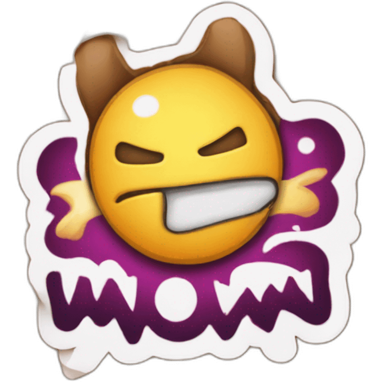 Word "WOW" on a Pealing Sticker emoji