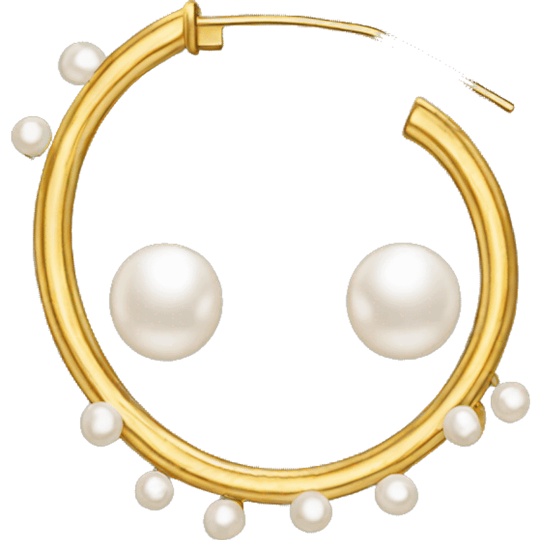 Gold hoop earrings with pearls emoji