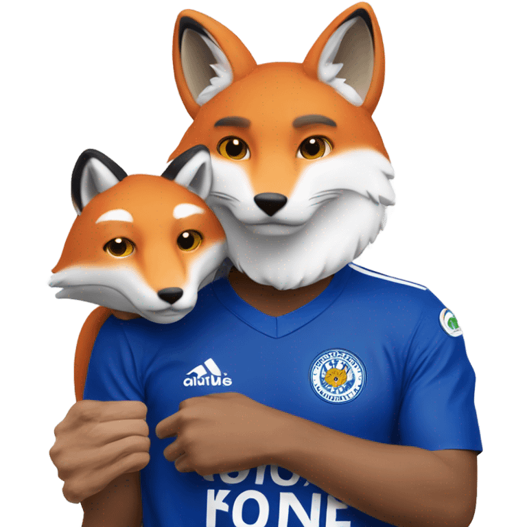 Leceister football white face supporter with fox on shoulder emoji