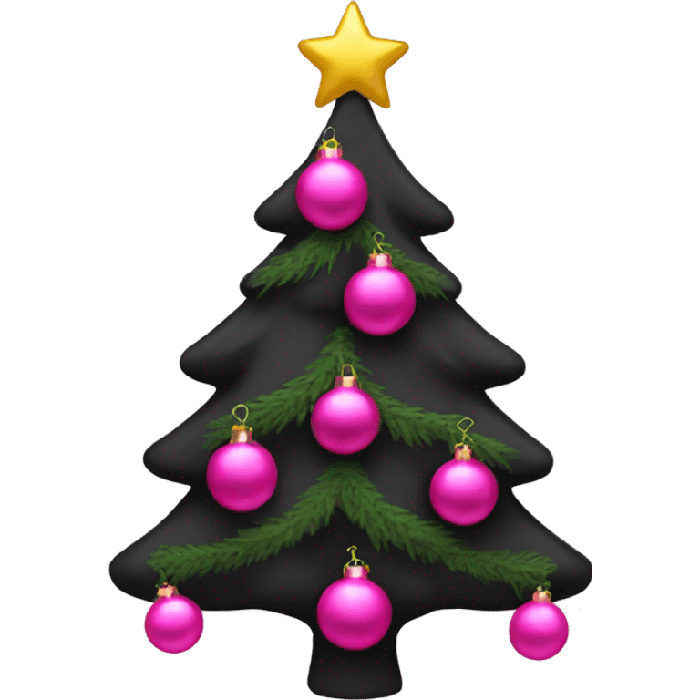 Black Christmas tree with pink ornaments  emoji