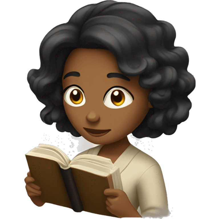 Tan women with black wavy hair reading the Bible  emoji