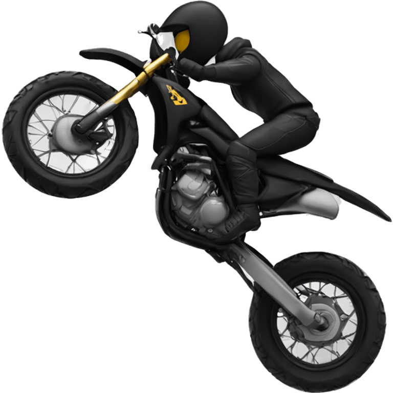 Dirtbike wheelie all black emoji