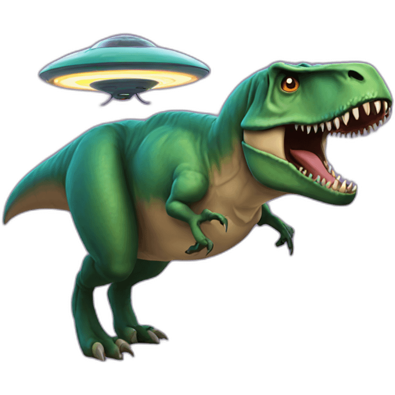 T-Rex flying a ufo emoji