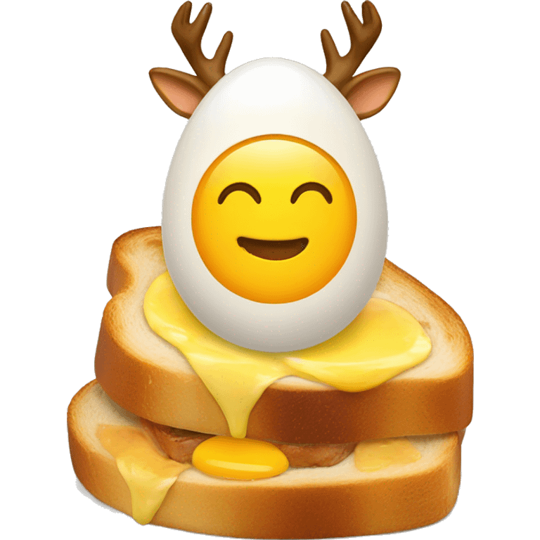 a deer riding egg toast emoji