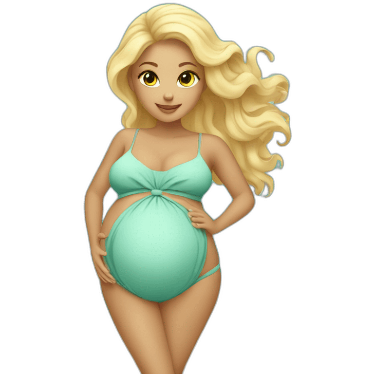 adorable pregnant blond full body women with beach-wave-hair emoji