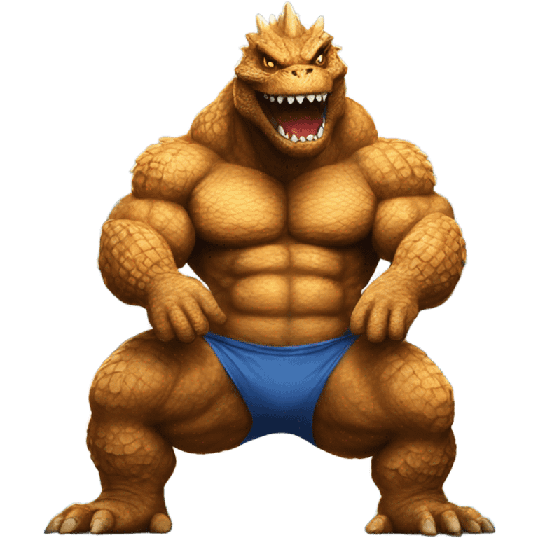 strong godzilla at gym emoji