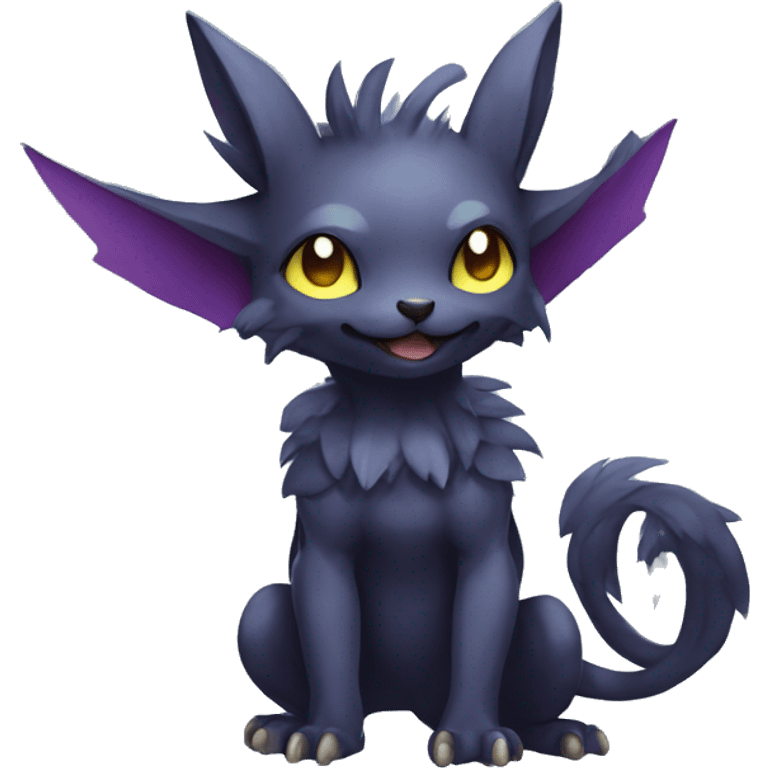 Cute cool fantasy dark-themed animal hybrid Fakemon full body emoji