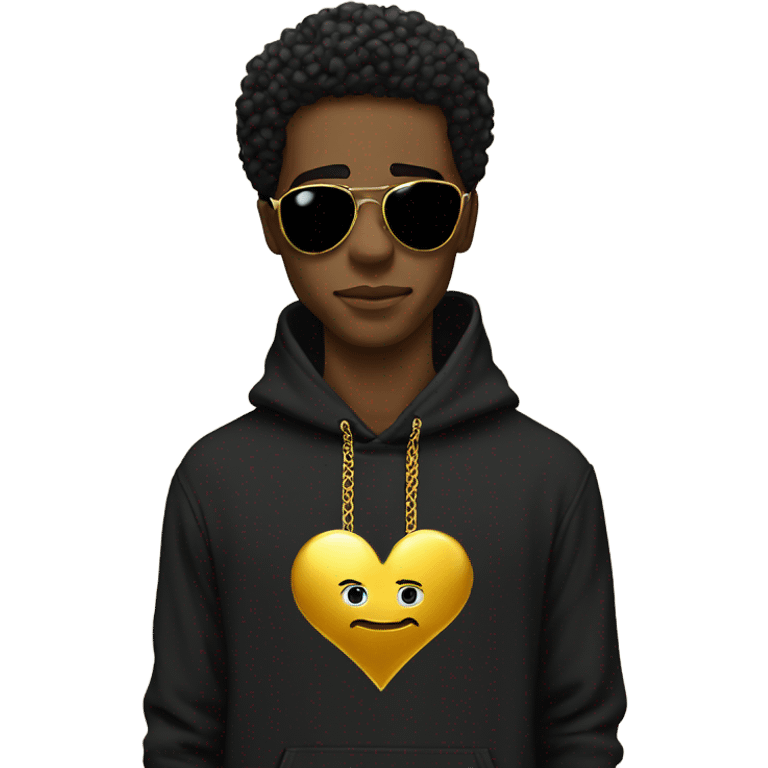 black man heart eyes hoodie gold chain emoji