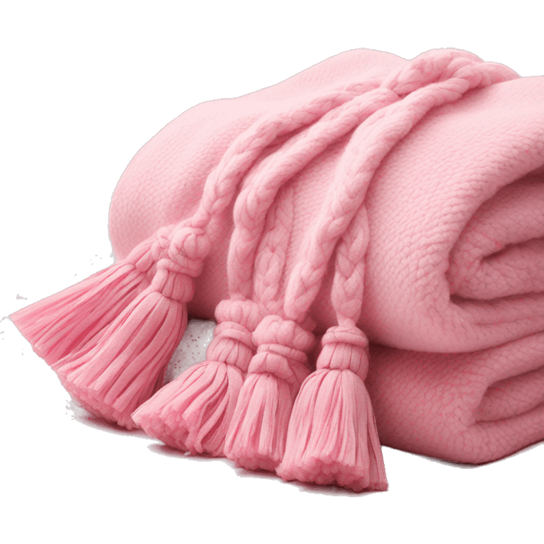 Light pink blanket with pink tassels, folded  emoji