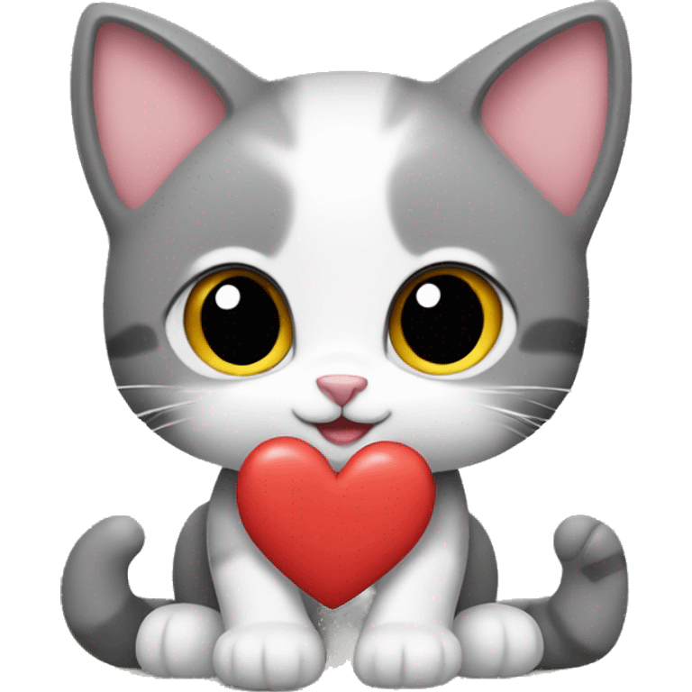 Cute Cat with heart in its paws emoji