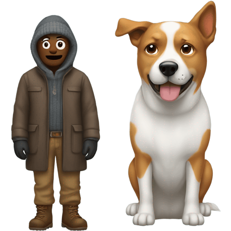 Cold man and dog emoji