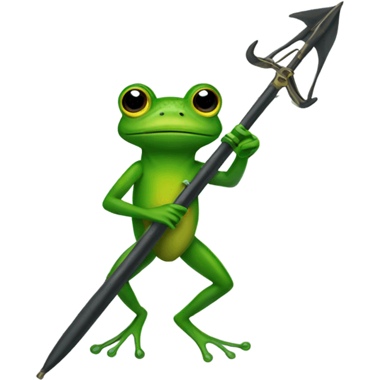 Frog with scuba rig and trident emoji