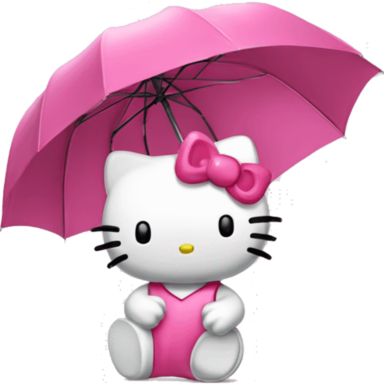 Hello kitty with pink umbrella emoji