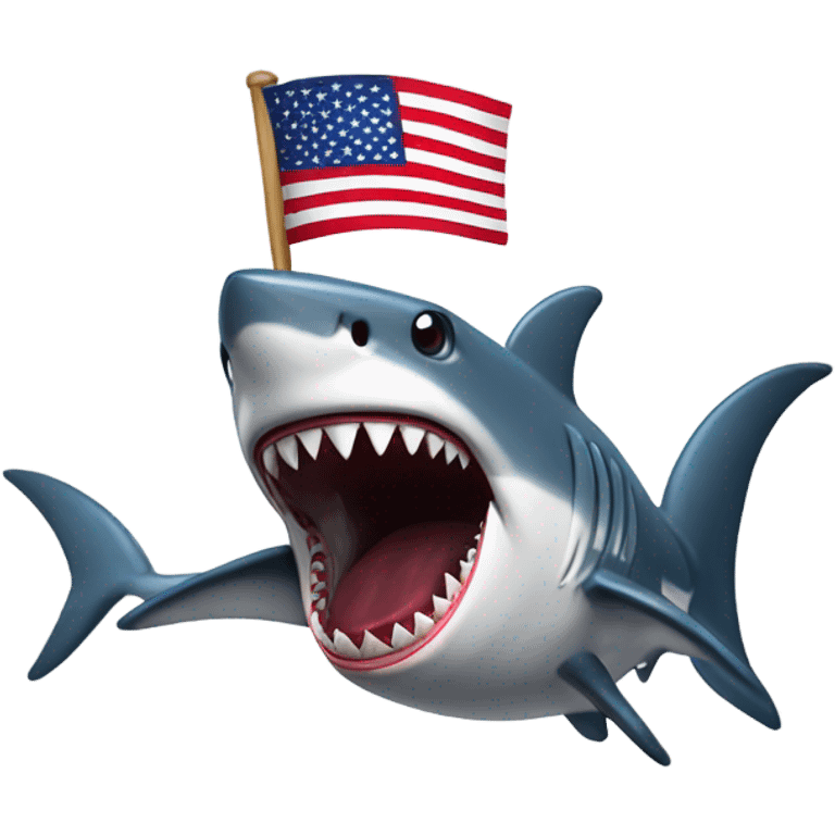 Shark holding American flag emoji