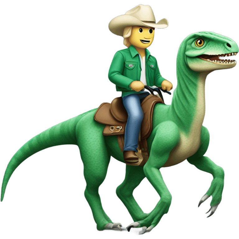 Alan Jackson riding green velociraptor emoji