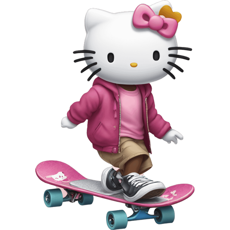 Hello kitty on a skateboard  emoji