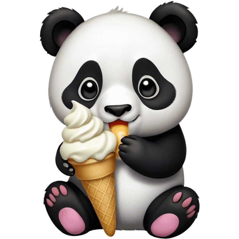 Panda eating ice cream emoji