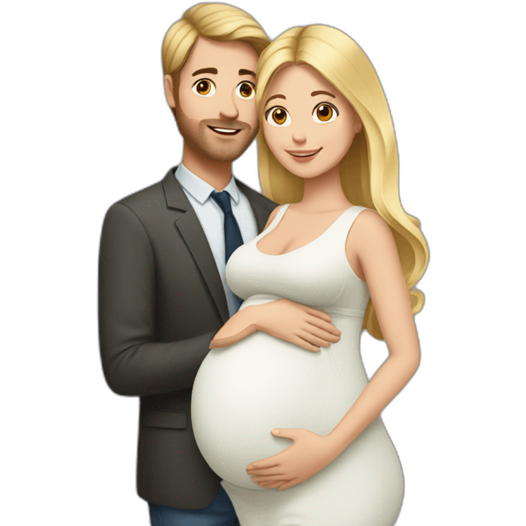 Pregnant blonde with brown haired husband emoji