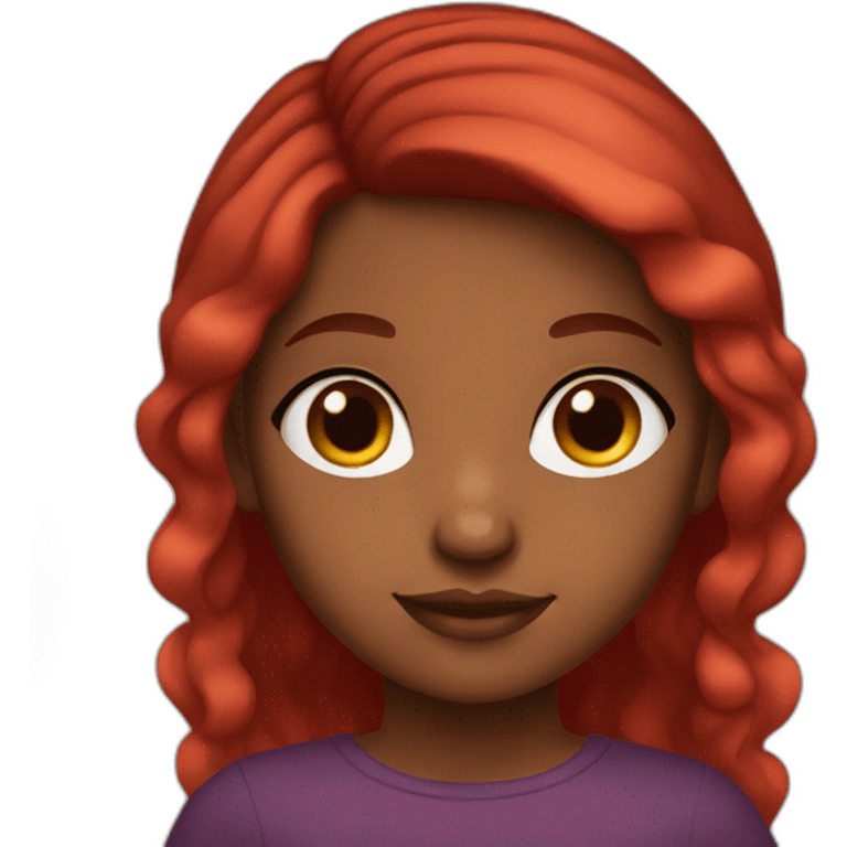 Brown girl with red ombré hair and brown eyes emoji