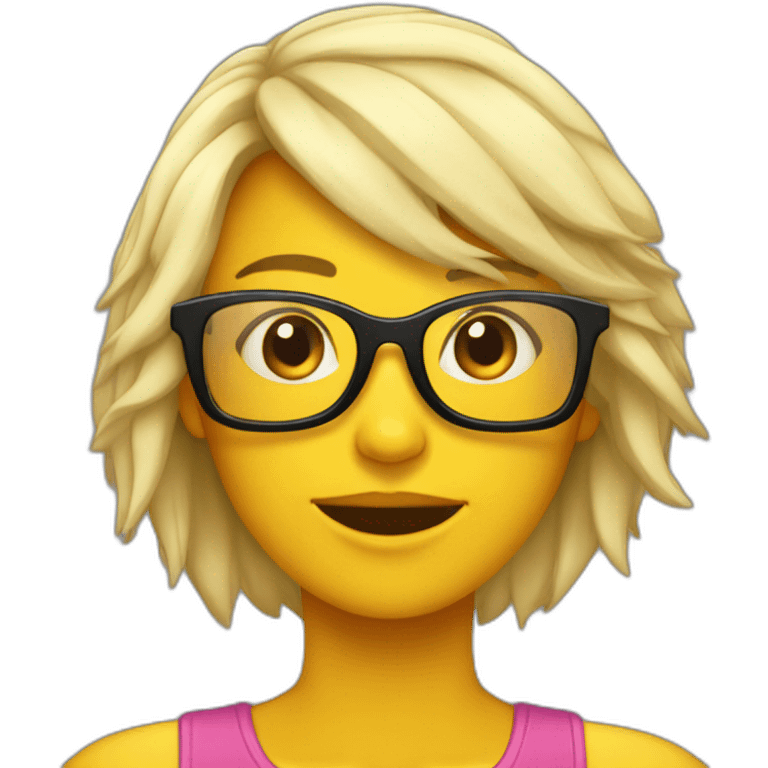 chica pelirroja con gafas negras emoji