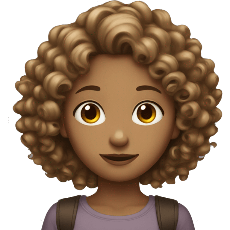 Girl with curly hair color brown and skinny  emoji